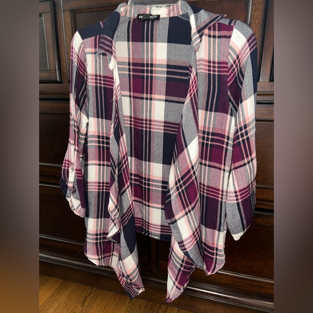 Plaid Open Front Plaid Top